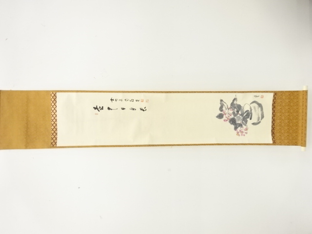 JAPANESE HANGING SCROLL / HAND PAINTED / FLOWER / HOSOAI KATSUDO